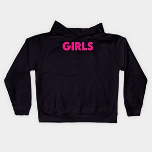 girls girl girls in glowing hot pink letters Kids Hoodie